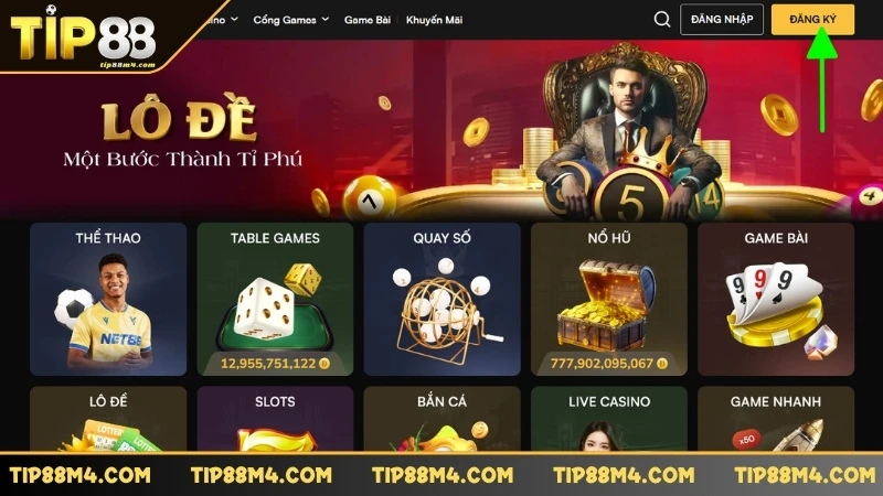 Hướng Dẫn Cách Đăng Ký TIP88 Với Với 3 Bước Đơn Giản Truy cập trang chủ TIP88